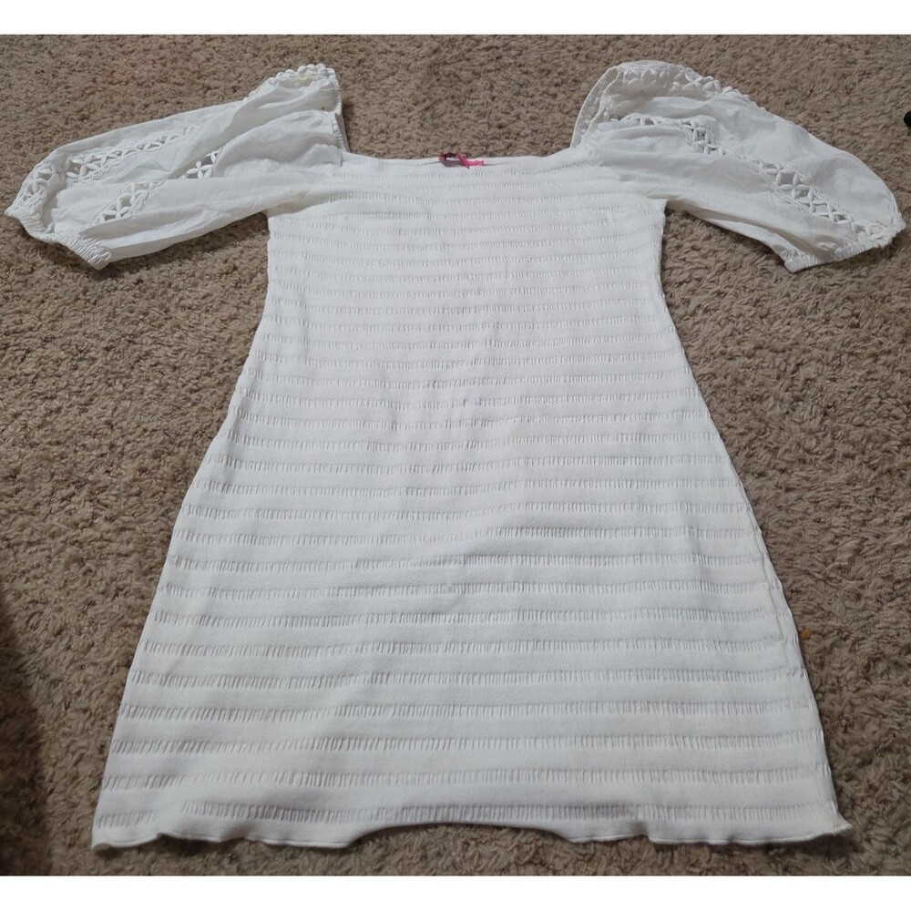 White Puff Sleeve Mini Dress